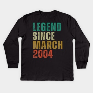 Legend Since March 2004 Awesome Retro Vintage Birthday Years Old Gift Kids Long Sleeve T-Shirt